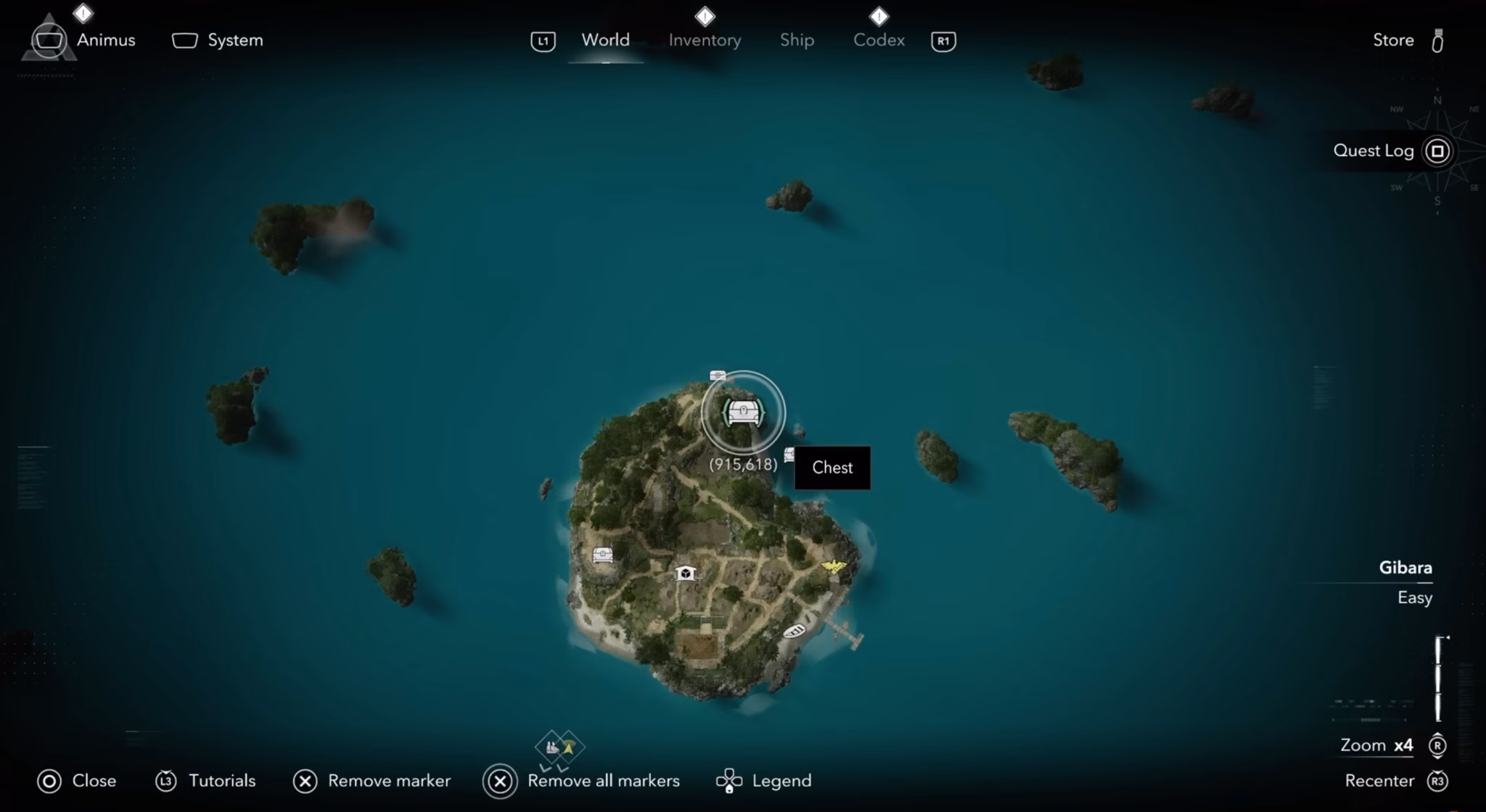 Map location for the Captain Morgan Redingote chest in Black Flag resynced
