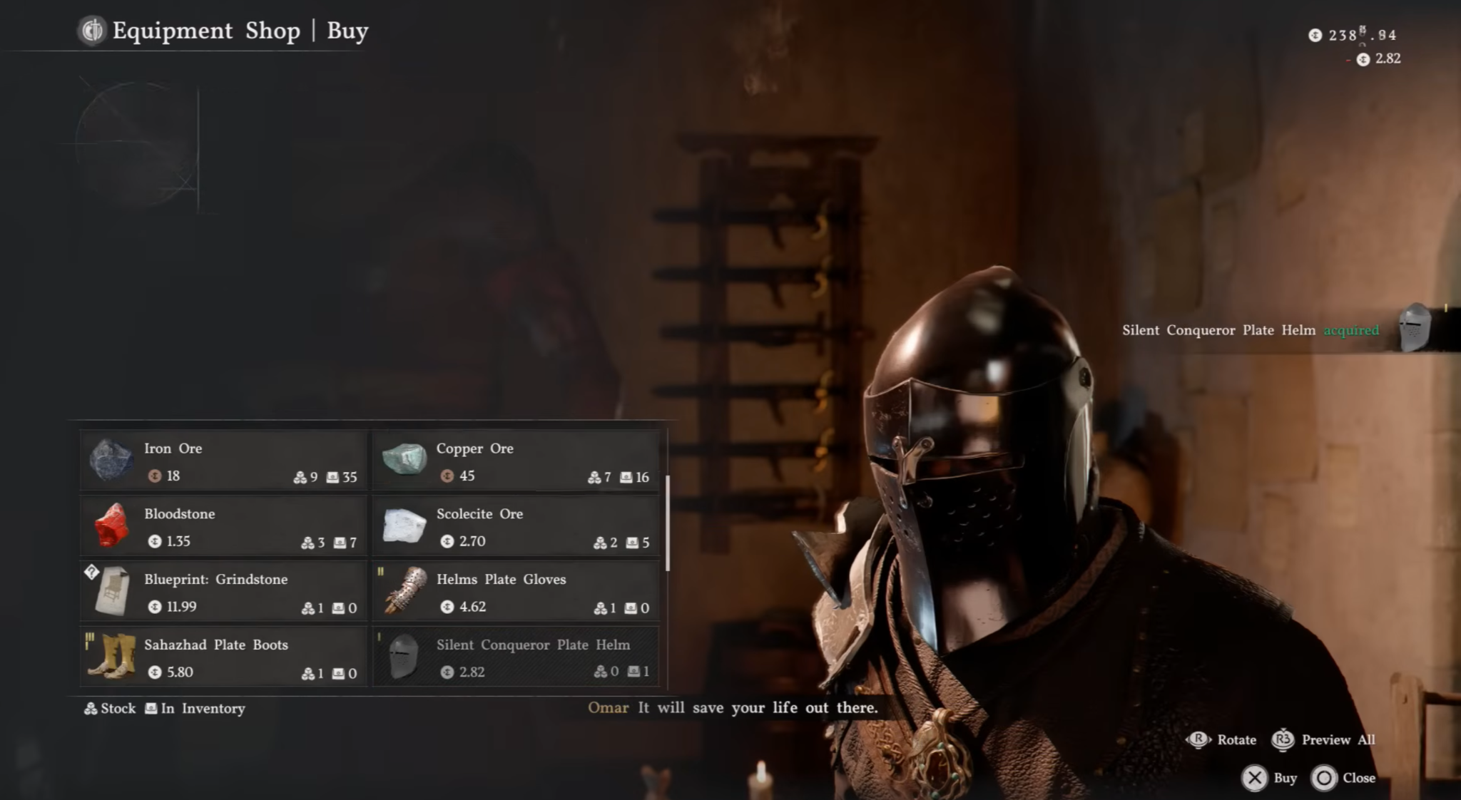 Silent Conqueror Plate Helm equipped