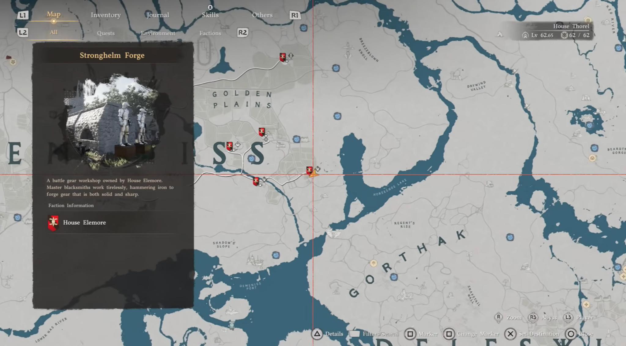 Stronghelm Forge map location near East Demeniss