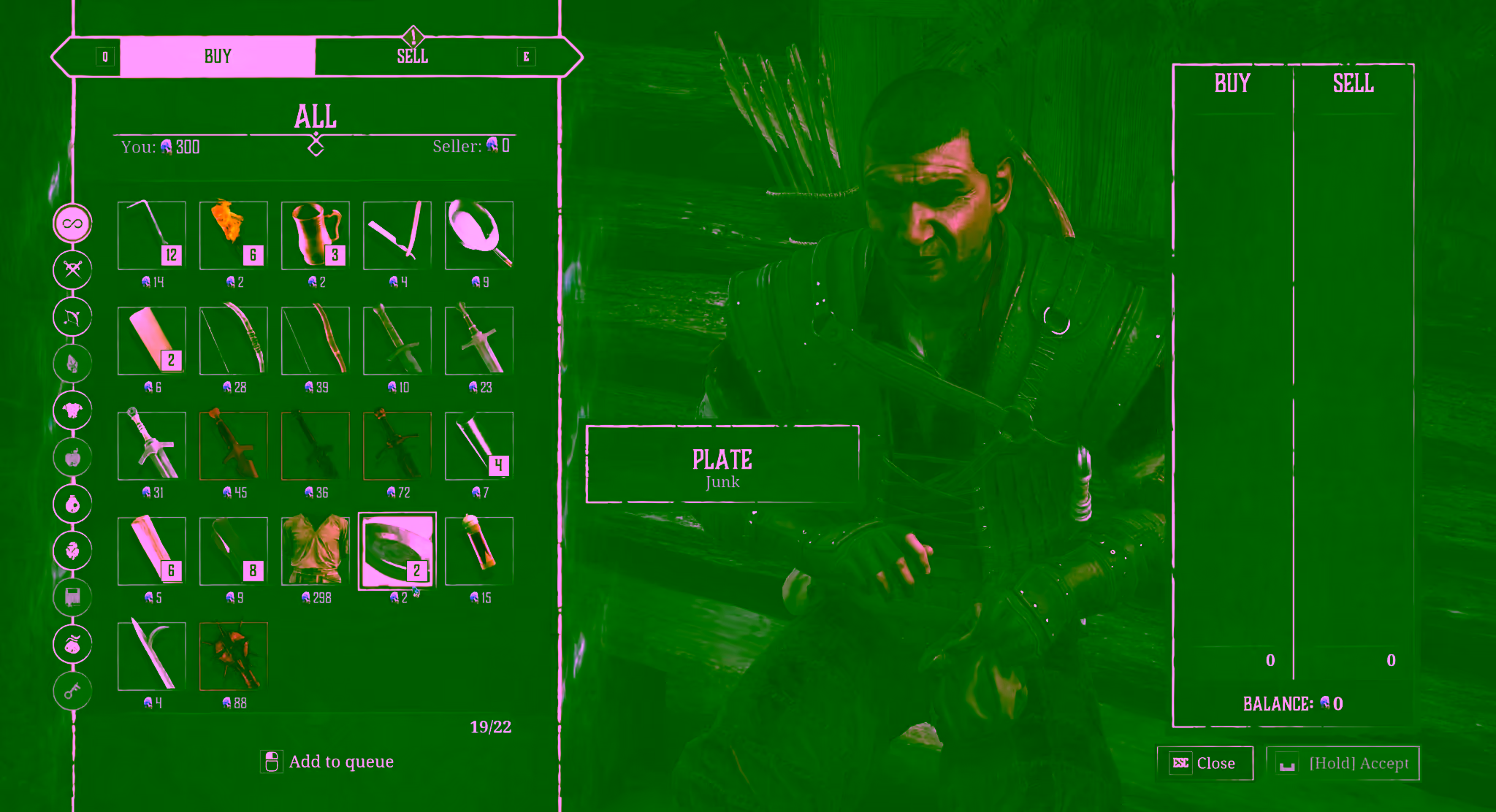 Vendor trading screen in Gothic Remake