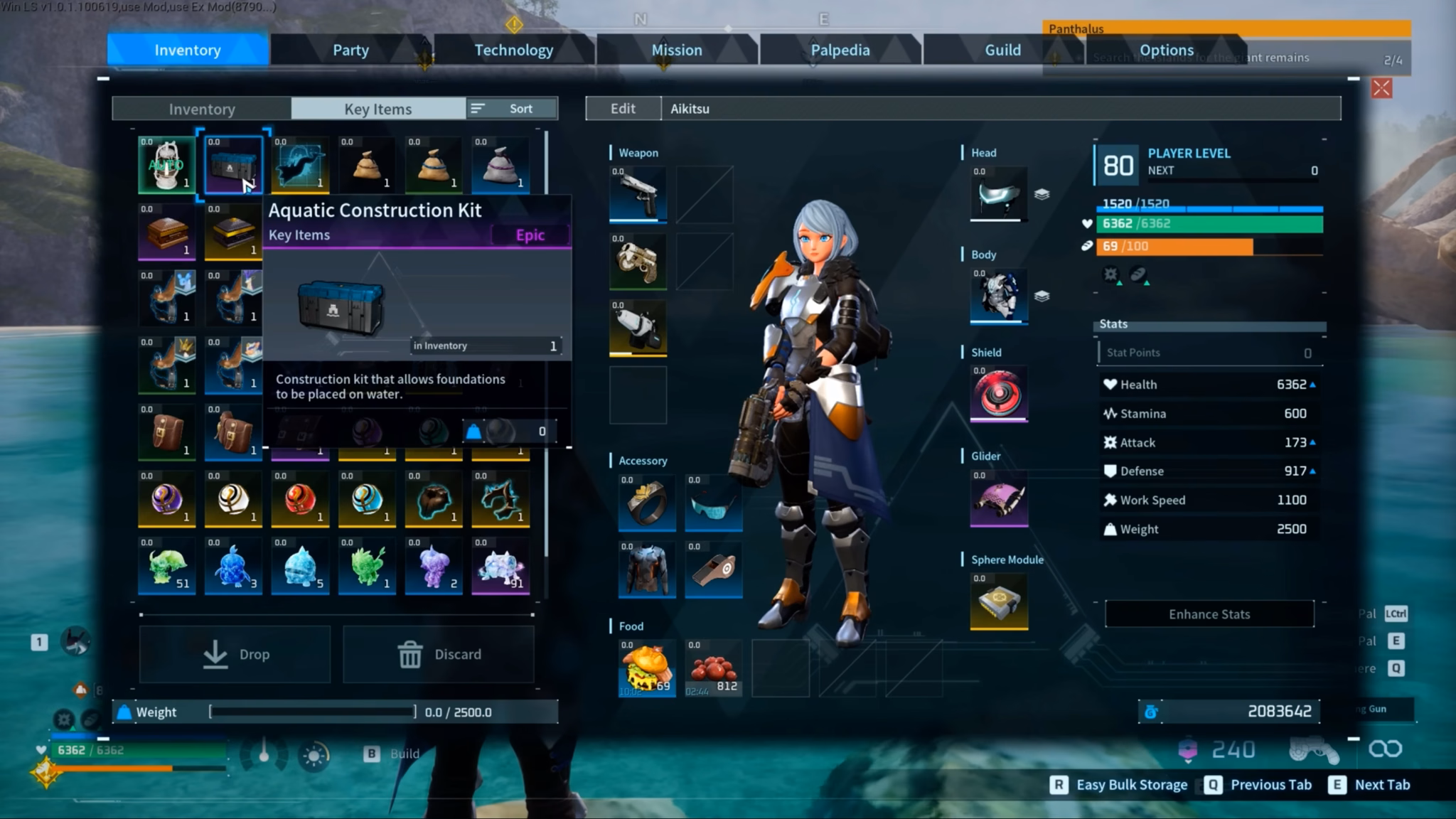Aquatic Construction Kit in the inventory menu