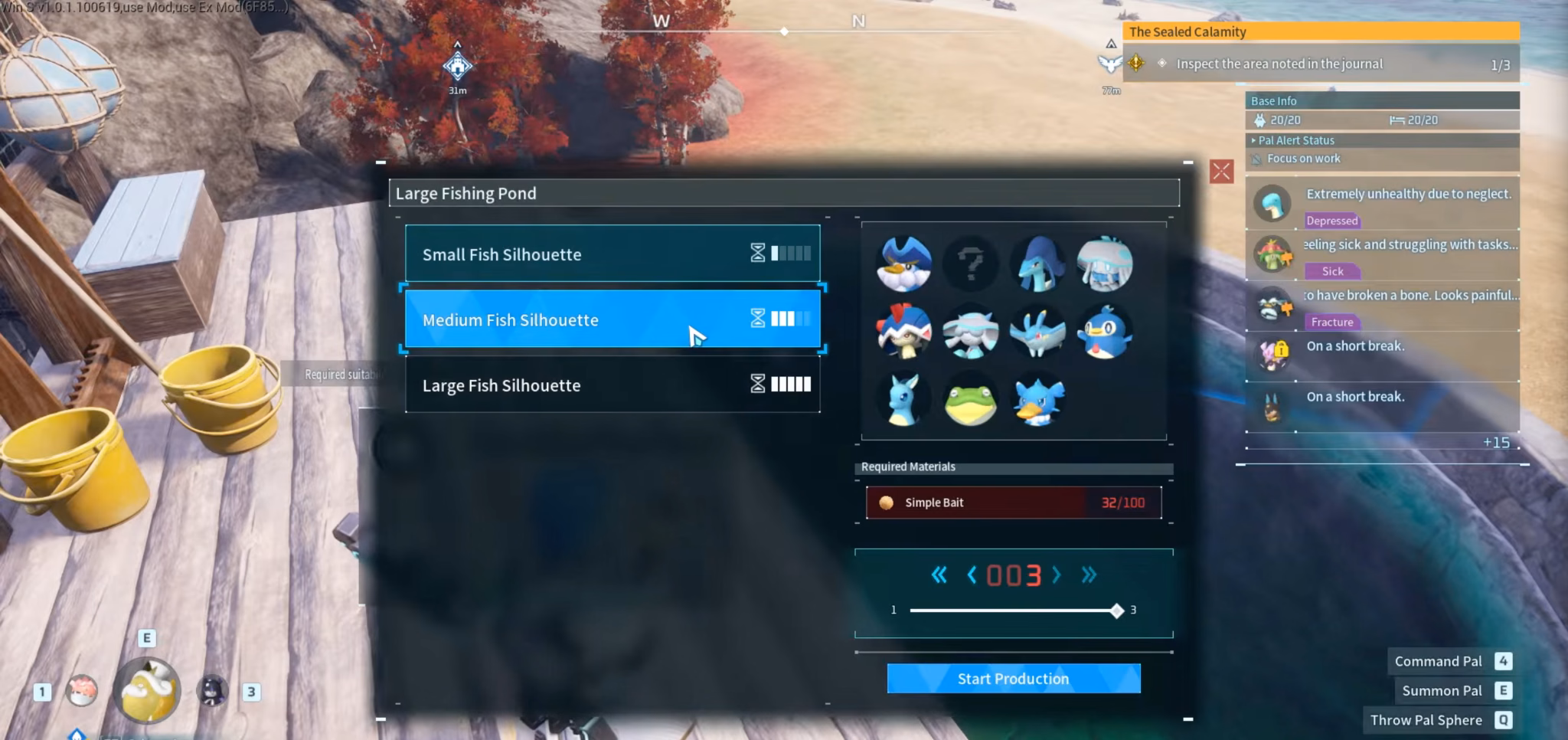 Large Fishing Pond automatic fishing setup in Palworld