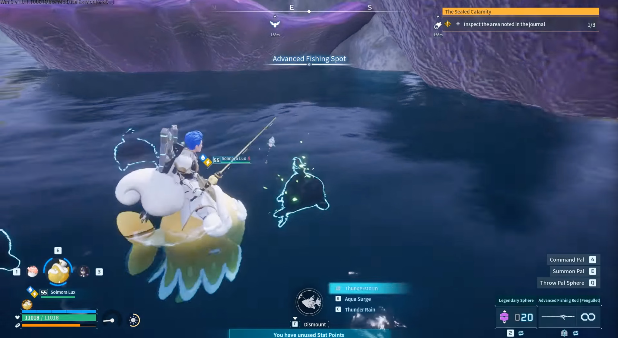 Fishing at an expert fishing spot in Palworld