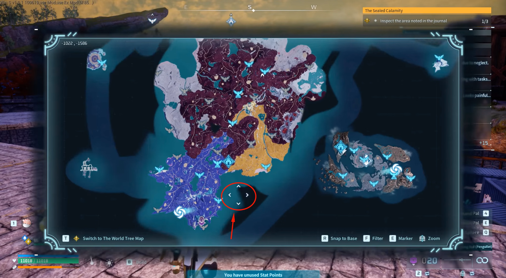 Map and location example for a Palworld salvaging spot