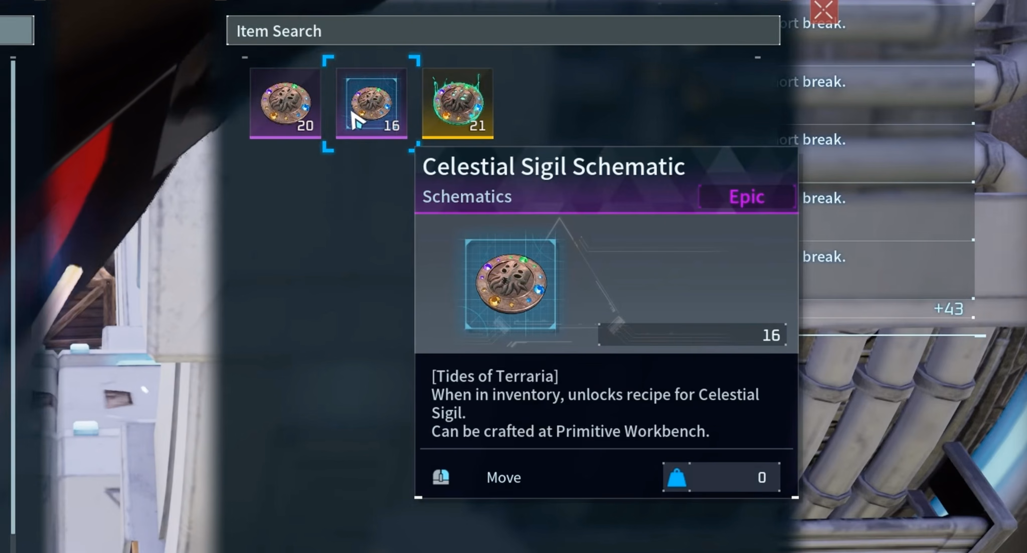 Celestial Sigil Schematic in inventory