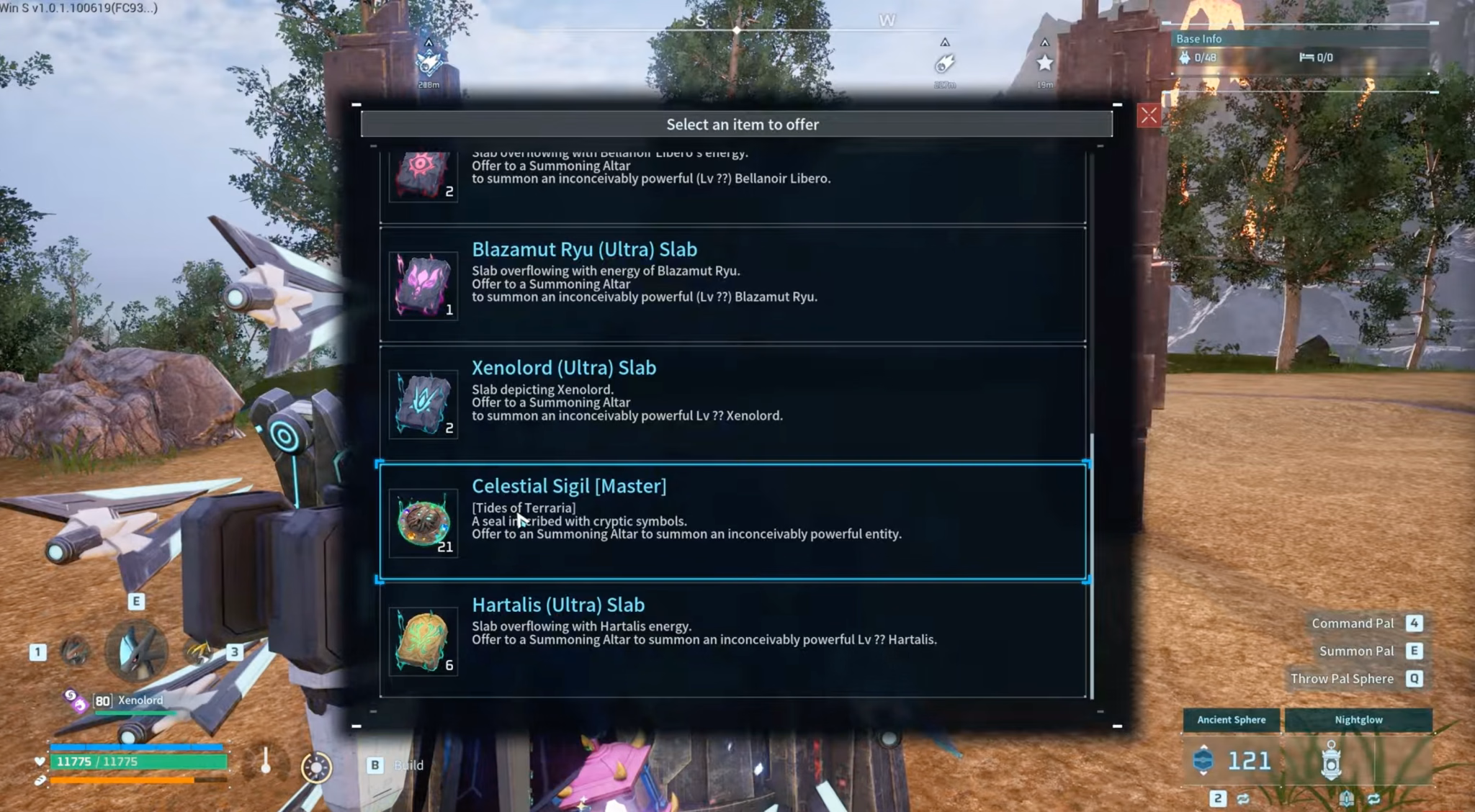 Using Celestial Sigil [Master] at the Summoning Altar