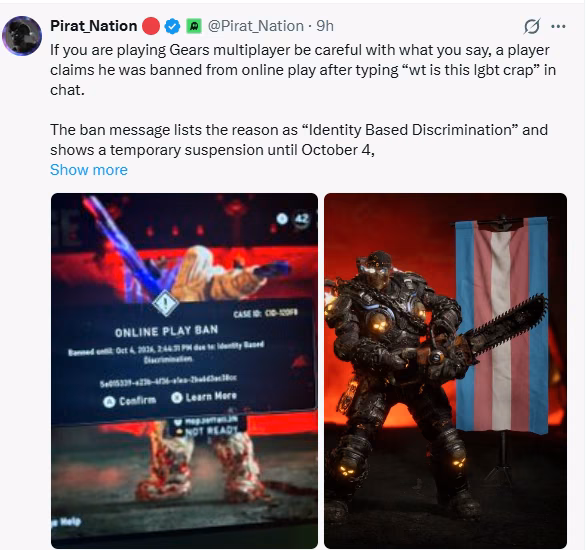 Pirat Nation post about the Gears of War: E-Day multiplayer ban